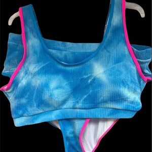 Women’s Unbranded 4XL Plus Size Womens 2-Piece Swimsuit Blue Tie Dye Bikini